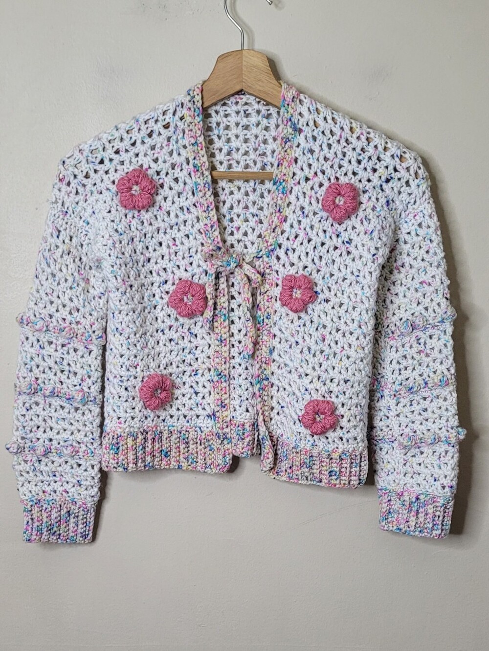 Girls Handmade Crochet Cardigan Sweater - Picture 2 of 8